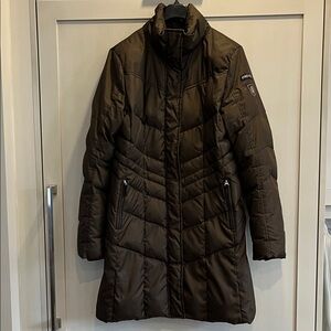 Bogner Dark Brown Doen filled Puffer Coat with 2 way zip & high collar